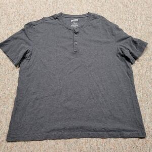 Duluth Trading Co Shirt Mens XL Gray Henley Organic Cotton Short Sleeve Work